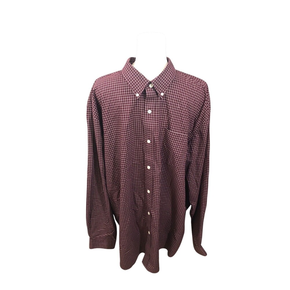 L.L. Bean Mens Shirt Button Down Burgundy XXL Tradition Fit